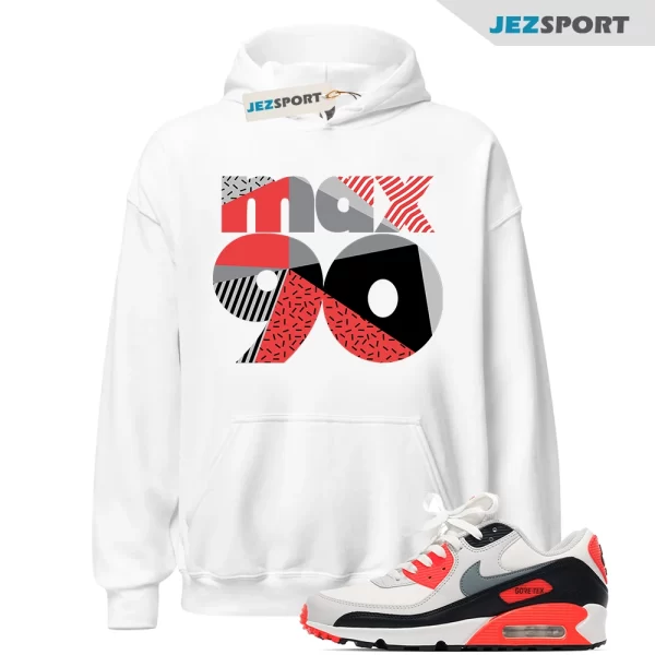 Retro Classic Hoodie to Match Air Max 90 GORE-TEX Infrared FD5810-101, Matching Sneaker Hoodie