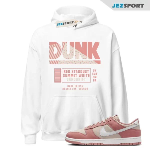 Sneaker Label Hoodie White to Match Dunk Low Red Stardust FB8895-601, Matching Sneaker Hoodie