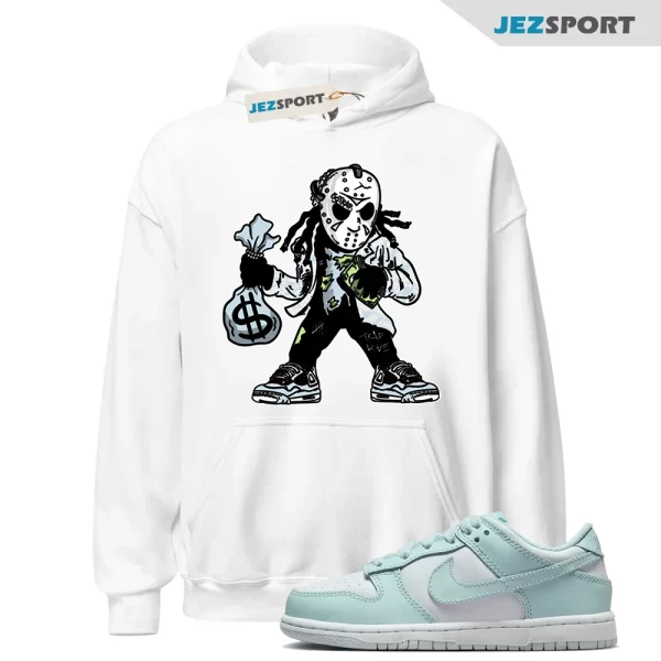 Dunk White Glacier Blue Low GS Hoodie Match JASON, Matching Sneaker Hoodie