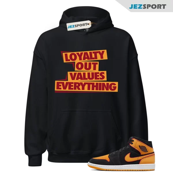 Vivid Orange Fat Tongue Black Cardinal Red 1 Mid Hoodie Match LOVE, FJ4924-008 Matching Sneaker Hoodie