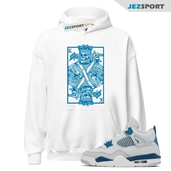 4 Military Blue Neutral Grey White Hoodie Match KC, Matching Sneaker Hoodie