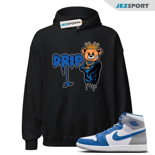 Jordan 1 High OG True Blue Hoodie, Drip Tee Matching True Blue 1s, Matching Sneaker Hoodie