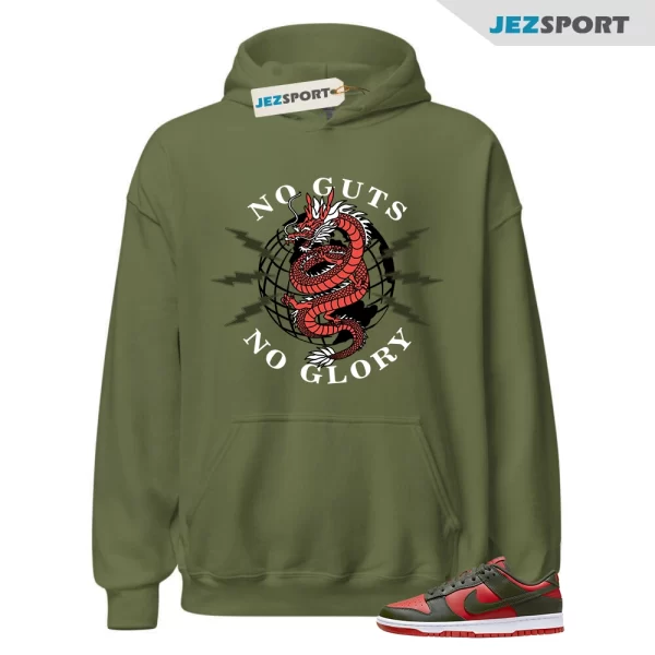 Dunk Low Mystic Red Cargo Khaki White Match Hoodie, No Guts DV0833-600 Matching Sneaker Hoodie