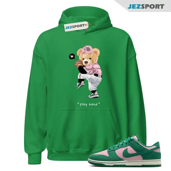 Dunk Low Pink Malachite Medium Soft Sail Match Hoodie, Play Hard Matching Sneaker Hoodie