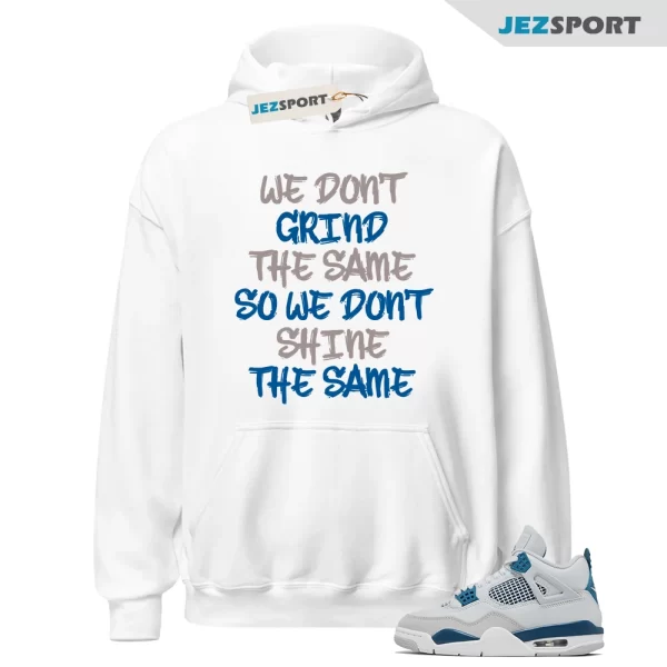 GRIND DIFF Air Jordan 4 Industrial Blue White Neutral Grey Industrial Blue Match Hoodie, FV5029-141 Matching Sneaker Hoodie