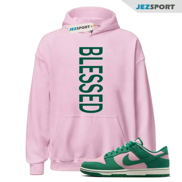 BLSSD Medium Soft Pink Malachite Dunk Low Retro Match Hoodie, Matching Sneaker Hoodie