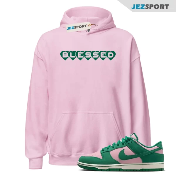 BLSSDHRTS Medium Soft Pink Malachite Dunk Low Retro Match Hoodie, Matching Sneaker Hoodie