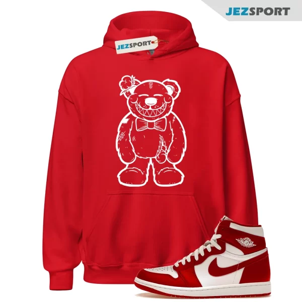 TED Air J 1 Artisanal Team Red OG Retro High White 2024 AJ 1 Hoodie Match Sneaker, Matching Sneaker Hoodie