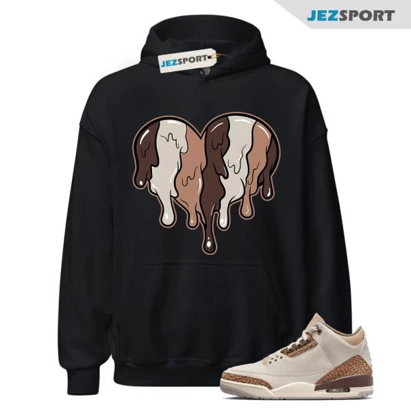 Hoodie to Match Jordan 3 Palomino 3s Sneaker 23Bustle Dripin Heart Hoodie, CT8532-102 Matching Sneaker Hoodie