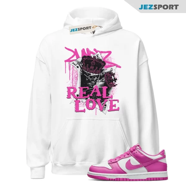 Hoodie to Dunk Low Active Fuchsia Real Love Sneaker Tee, FJ0704-100 Matching Sneaker Hoodie