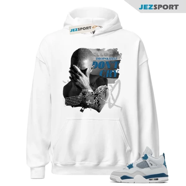 Hoodie to Match Jordan 4 Military Blue 4s Dont Cry Grunge Tee, FV5029‑141 Matching Sneaker Hoodie