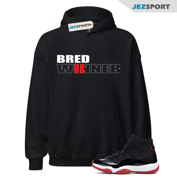 Hoodie To Match Jordan 11 Bred 2019 Bred Winner Tee, 378037-061 Matching Sneaker Hoodie