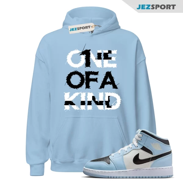 1OAK Hoodie for Jordan 1 Mid GS Ice Blue UNC Powder Light Black Sail White University, Matching Sneaker Hoodie