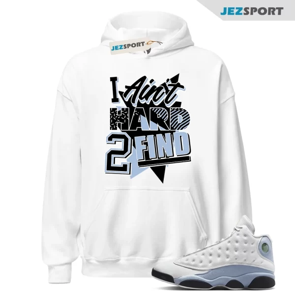 Pull Up Sneaker Hoodie White to Match Air Jordan 13 Blue Grey, Matching Sneaker Hoodie