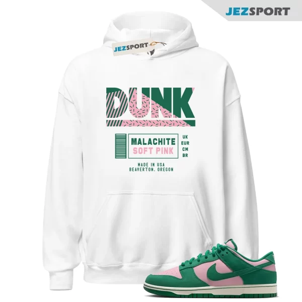 Sneaker Label Hoodie to Match Dunk Low Medium Soft Pink Malachite, Matching Sneaker Hoodie