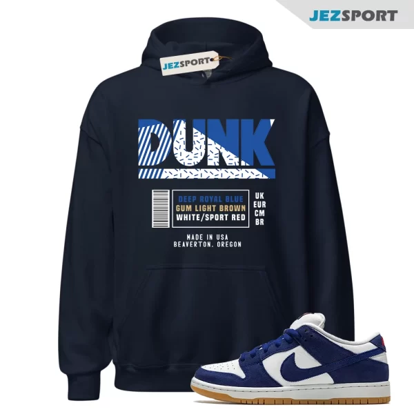 Box Label Hoodie to Match SB Dunk Low Deep Royal Blue Dodgers, DO9395-400 Matching Sneaker Hoodie