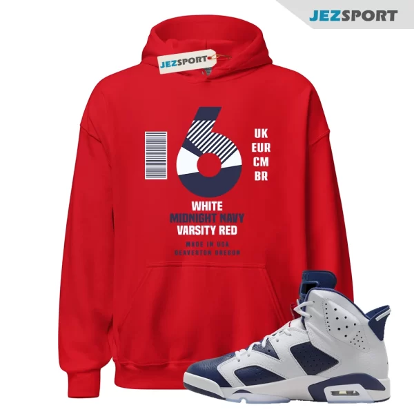 Sneaker Label Hoodie to Match Jordan 6 Retro Olympic CT8529-164, Matching Sneaker Hoodie