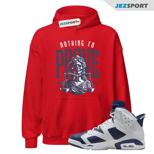 Proof Sneaker Hoodie Red to Match Jordan 6 Retro Olympic CT8529-164, Matching Sneaker Hoodie