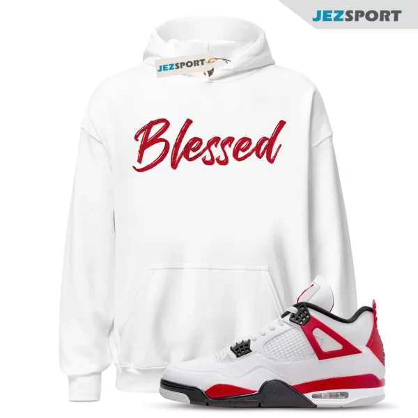 Jordan 4 Red Cement Hoodie Blessed Graphic Tee, Matching Sneaker Hoodie, DH6927 161