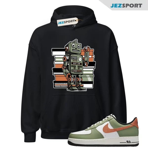 Got Em Hoodie Black to Match Air Force 1 Low Oil Green Saftey Orange, FD0758-386 Matching Sneaker Hoodie