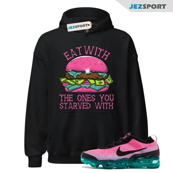 EAT Hoodie to Match VaporMax 2023 Flyknit Clear Jade Pink Blast South Beach 1, FN7182 335 Matching Sneaker Hoodie