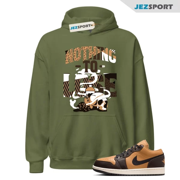 Nothing To Lose Hoodie Olive to Match Jordan 1 Low Flax Baroque Brown, HQ3603-201 Matching Sneaker Hoodie