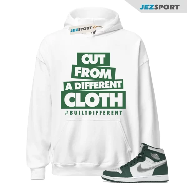 CLOTH Hoodie to match Jordan 1 Retro High OG Gorge Green Metallic Silver White, DZ5485-303 Matching Sneaker Hoodie