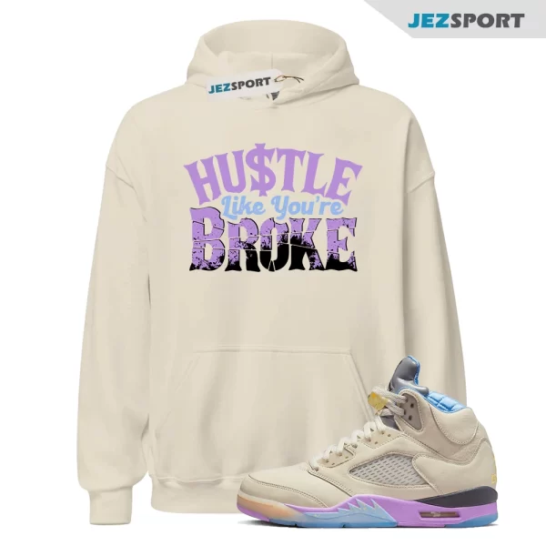 BROKE Hoodie to match Jordan 5 Retro DJ Khaled Sail Washed Yellow Violet Star, DV4982-175 Matching Sneaker Hoodie