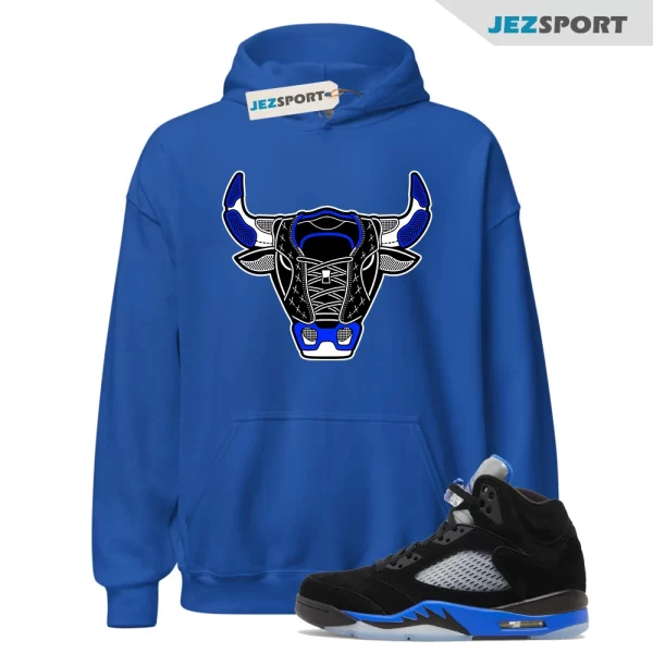 Hoodie to Match Jordan 5 Racer Blue Sneakers Bull 5 Tees, CT4838-004 Matching Sneaker Hoodie