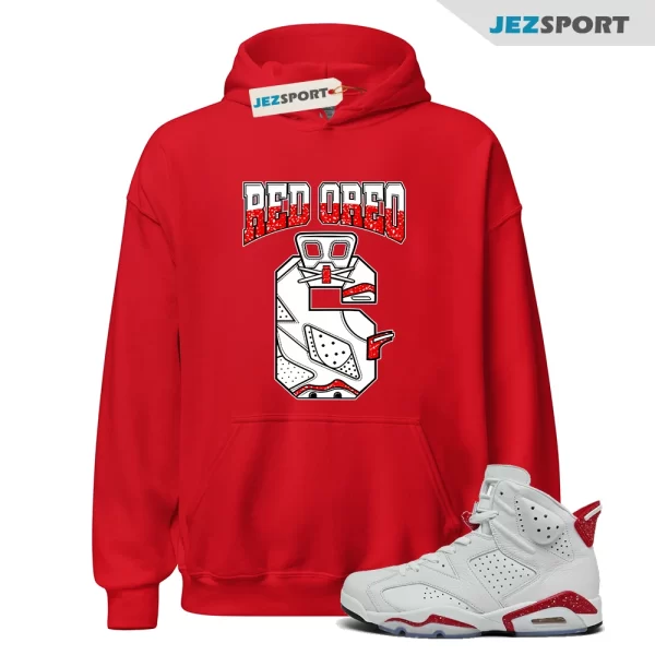 Hoodie to Match Jordan 6 Red Oreo Sneakers Retro 6 Oreo Tees, CT8529-162 Matching Sneaker Hoodie