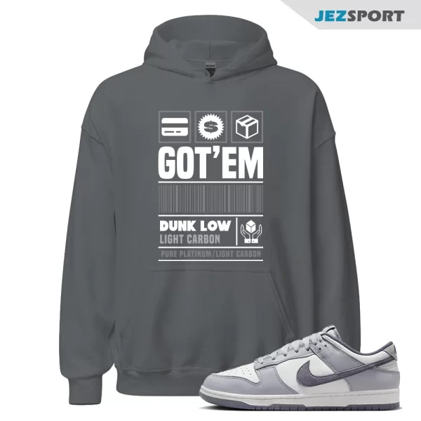 Copped Hoodie Dark Grey to Match Dunk Low SE Light Carbon, FJ4188-100 Matching Sneaker Hoodie