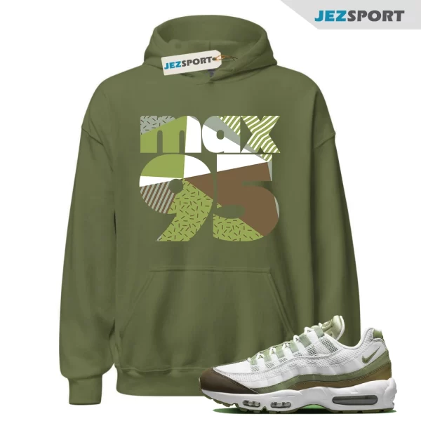 1995 Hoodie to Match Air Max 95 White Medium Olive, FD0780-100 Matching Sneaker Hoodie