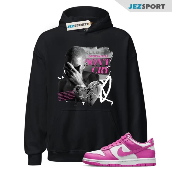 Hoodie to Match Dunk Low Active Fuchsia Sneaker, Don’t Cry Grunge Matching Sneaker Hoodie