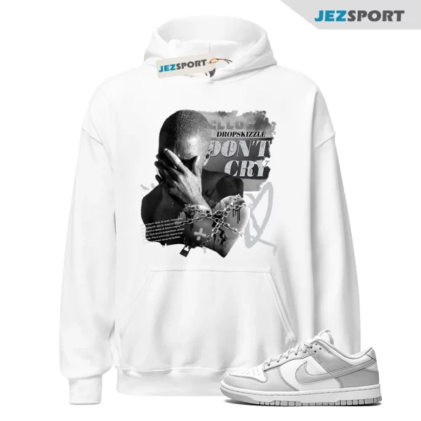 Hoodie to Match Dunk Low Grey Fog Sneaker, Don’t Cry Grunge Matching Sneaker Hoodie