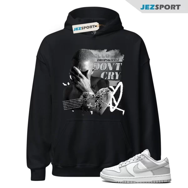 Hoodie to Match Dunk Low Grey Fog Sneaker, Don’t Cry Grunge Matching Sneaker Hoodie