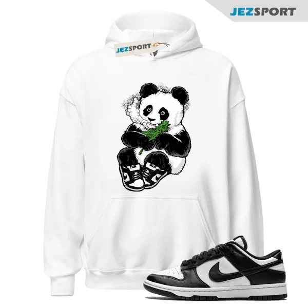 Smoking Panda Unisex Crew Neck Hoodie To Match Dunks Panda Black White, Matching Sneaker Hoodie