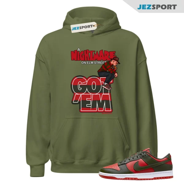 We Will Fit Hoodie To Match The Dunk Mystic Red Freddy Krueger Dunks, Matching Sneaker Hoodie