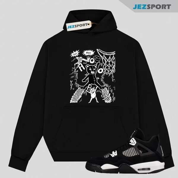 Stop The Bear Sneaker Hoodie To Match Jordans 4s White Thunder, Matching Sneaker Hoodie