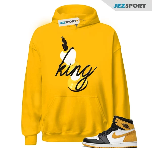 3D King Casual Sneaker Hoodie To Match 1s Yellow Ochre Streetwear, Matching Sneaker Hoodie