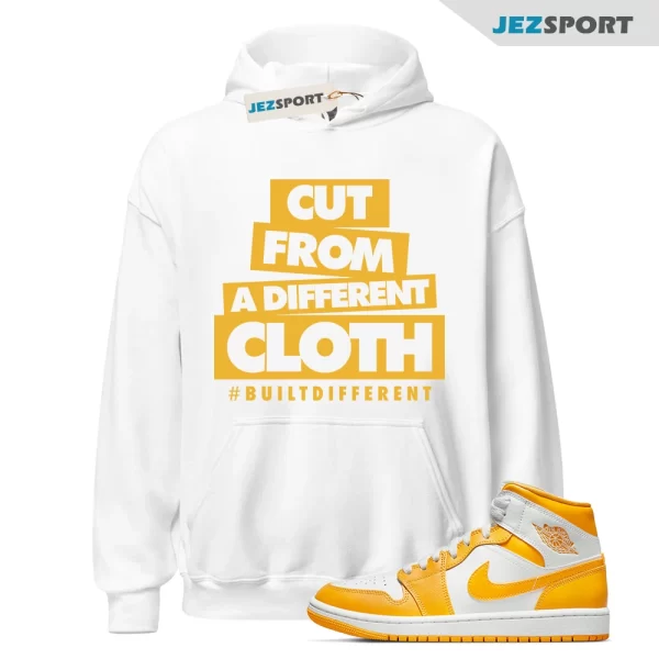 CLOTH Hoodie to match Air Jordan 1 Mid WMNS University Gold White Summer, BQ6472-117 Matching Sneaker Hoodie