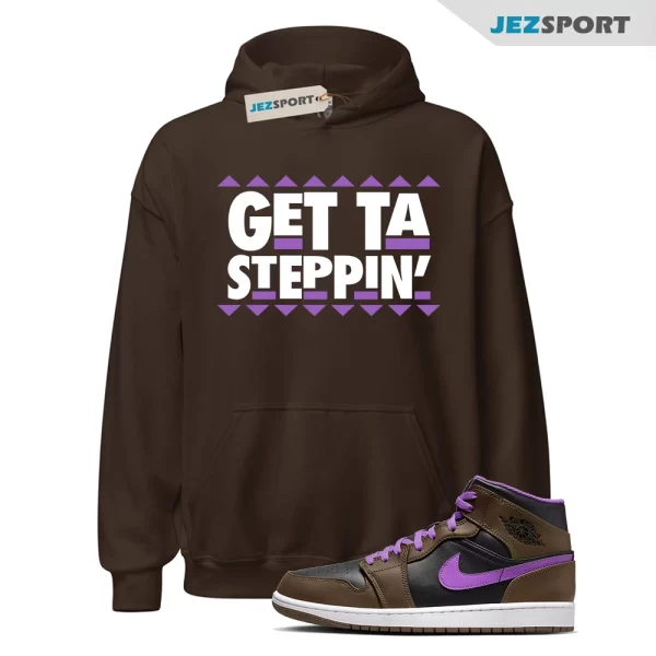 GET Hoodie to match Air Jordan 1 Mid Palomino Purple Mocha Wild Berry Black, Matching Sneaker Hoodie