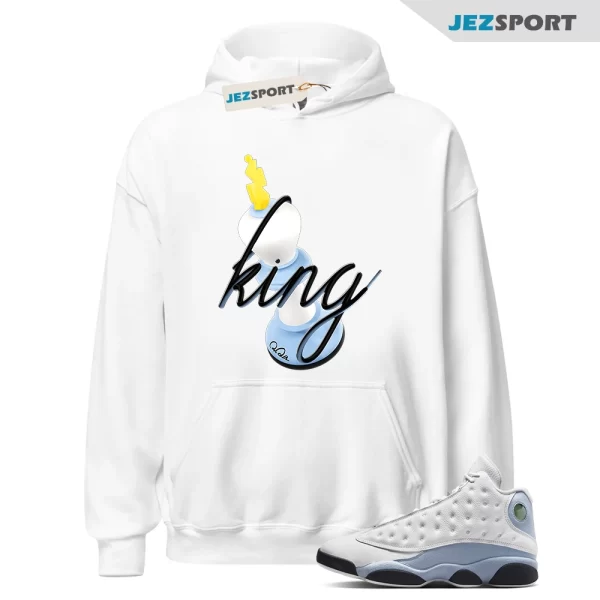 3D King Sneaker Tee, Sneaker Hoodie To Match Jordans 13s Blue Grey, Matching Sneaker Hoodie