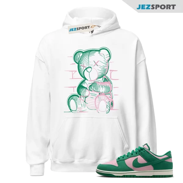 Neon Bear Unisex Hoodie Streetwear Brand Hoodie To Match Dunks Medium Soft Pink Malachite, Matching Sneaker Hoodie