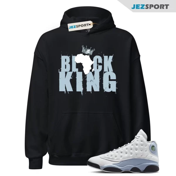 Black King Crown Hoodie Jordan 13 Blue Grey to match Sneaker, 414571-170 Matching Sneaker Hoodie