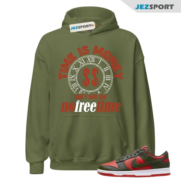 Dunk Mystic Red Cargo Khaki White Low Hoodie Match FREE TIME, Matching Sneaker Hoodie