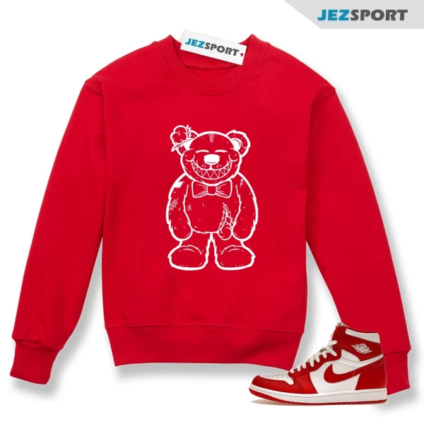 TED Air J 1 Artisanal Team Red OG Retro High White 2024 AJ 1 Sweatshirt Match Sneaker, Matching Sneaker Sweatshirt