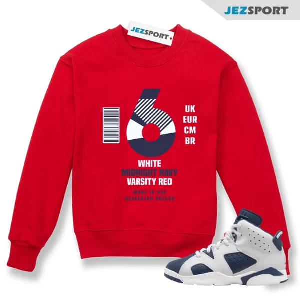 Sneaker Label Sweatshirt to Match Jordan 6 Retro Olympic CT8529-164, Matching Sneaker Sweatshirt