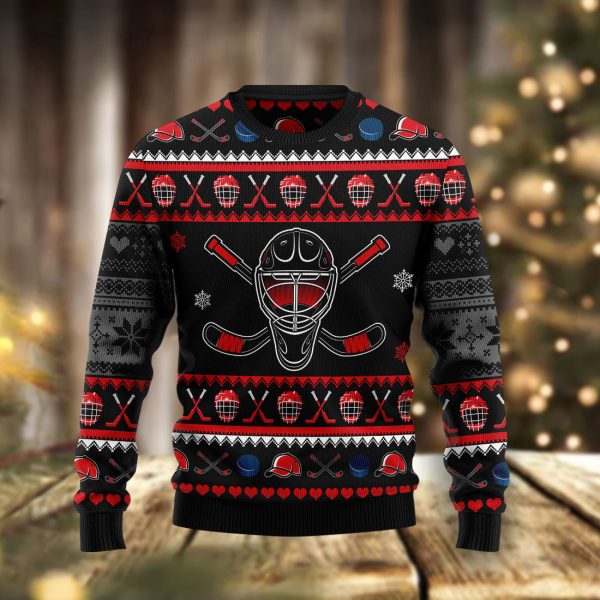 Hockey Puck Christmas Ugly Christmas Sweater Jezsport.com