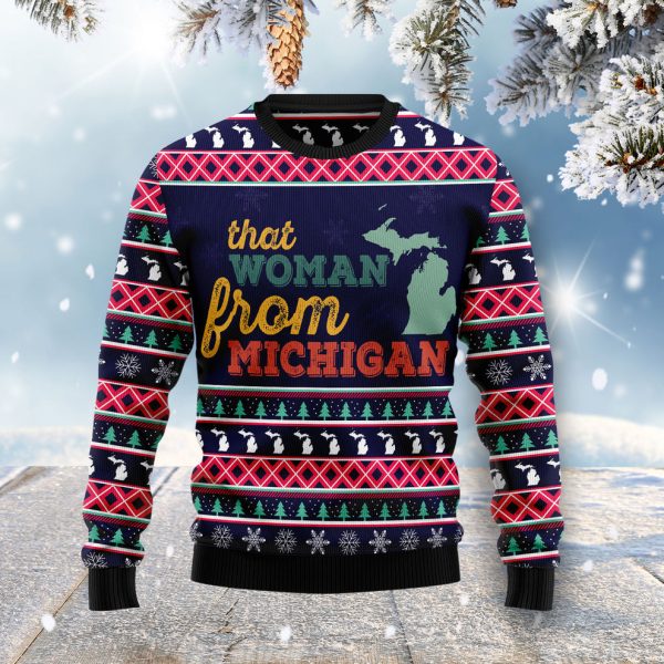 That Woman From Michigan Ugly Christmas Sweater, Christmas Gift Jezsport.com