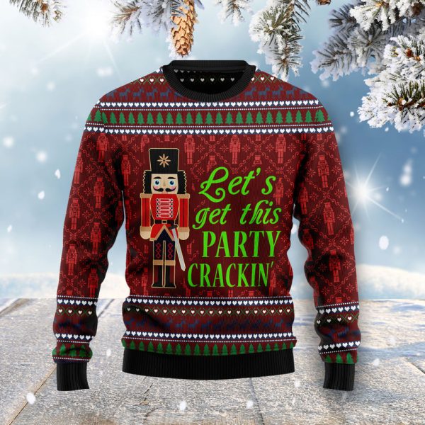 Let's Get This Party Crackin' Ugly Christmas Sweater Jezsport.com